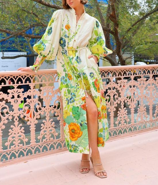 Kelly™ - Floral Print Shirt Maxi Dress