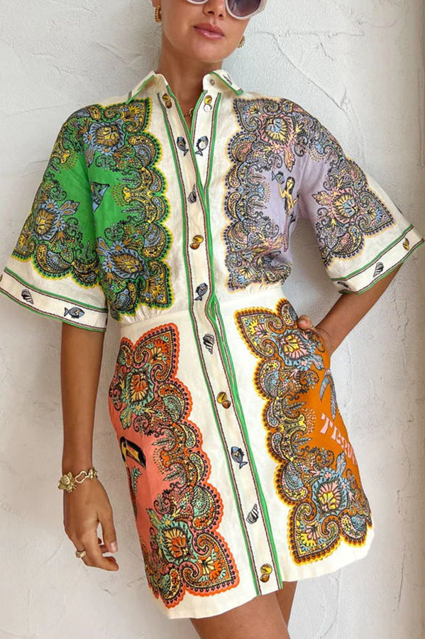 Coco™ - Mermaid Print Shirt Mini Dress