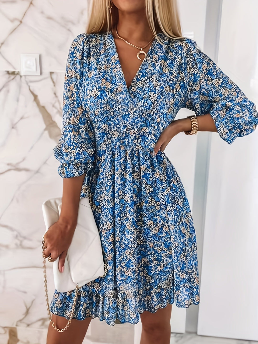 Harper - Floral Shirred Waist Dress