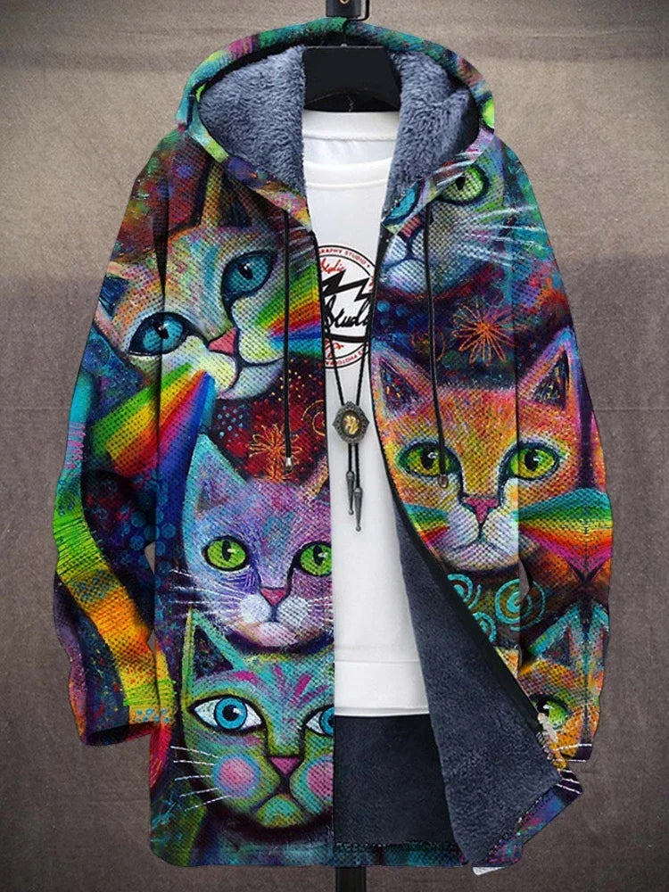 Charlie® - Stylish warm fleece jacket with cat print